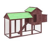 Mocha Chicken Run with Nesting Box, Water Resistant Roof Chicken Pen, Pine Wood Cage with Ramp, Large House for 4 Chickens