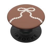 Mocha Mousse Pearl Ribbon Bow Light Brown Color PopSockets Adhesive PopGrip