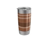 Mocha Mousse Plaid Brown Beige Preppy Check Gingham Pattern Stainless Steel Insulated Tumbler