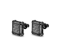 MOCHAMIK 18K Gold Plated 925 Sterling Silver Iced Out CubZirconia Screw Back Square Stud For Men and Women TwoTone Micropave Hip Hop Jewelry