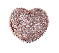 MOCHAMIK 2017 Pave Open My Heart Clip Clear CZ Beads 925 Sterling Silver Fits for Bracelets Charm Jewelry