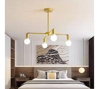 MOCHAMIK 3/4/6/8-Lights Sputnik Chandelier Brushed Brass Finish, Mid Century Pendant Lights Gold Ceiling Lighting Fixture, Semi Flush Mount Hanging Lamps for Dining Bedroom Kitchen L