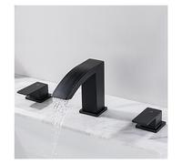 MOCHAMIK 304 Stainless Steel Bathroom Faucet - Matte Black & Brushed d, Dual Handle Cold & Hot Water Mixer, Ceramic Valve Core, Basin Tap for Home & Commercial Use