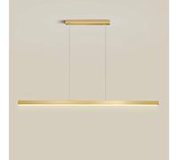 MOCHAMIK 48W Gold Metal Linear Pendant Light, LED Hanging Lamp for Kitchen Island, Aluminum Strip Ceiling Fixture, Decorative Chandelier Lighting.