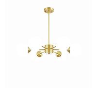 MOCHAMIK 6 Lights Traveller Chandelier Vintage Brass During Light Round Glass Shade Irregular Ceiling for Hotels Hallway Fixtures-Full Copper Head