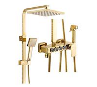 MOCHAMIK 9 Inch d Rain Shower System with 4 Functions, Hot & Cold Water Mixer, Includes Top Shower, Handheld Shower, Bathtub Faucet - Luxury Bathroom Combo Set