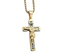 MOCHAMIK 925 Sterling Silver Saint Benedict Crucifix Necklace Men, Religious Cross With Jesus On It - Catholic Amulet Pendant For