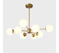 MOCHAMIK All-Copper Nordic Molecular Lamp Magic Bean Chandelier, and Restaurant Minimalist Copper Ceiling Light, Stylish Pendant Light,Gold,4+4 heads