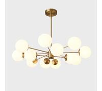 MOCHAMIK All-Copper Nordic Molecular Lamp Magic Bean Chandelier, and Restaurant Minimalist Copper Ceiling Light, Stylish Pendant Light,Gold,8+4 heads