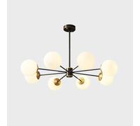 MOCHAMIK All-Copper Nordic Molecular Lamp Magic Bean Chandelier, and Restaurant Minimalist Copper Ceiling Light, Stylish Pendant Light,Black,8 heads