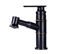 MOCHAMIK Basin Mixer Tap Bathroom Sink Taps Bathroom Taps Washbasin Taps with Pull-Out Shower Retro Antique Brass Single Lever Mixer Tap with Cold and Hot Water,A