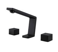 MOCHAMIK Basin Mixer Tap with 2 Knobs 3 Holes Bathroom Sink Mixer Tap Brass Hot and Cold Water,Black
