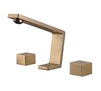 MOCHAMIK Basin Mixer Tap with 2 Knobs 3 Holes Bathroom Sink Mixer Tap Brass Hot and Cold Water,Brushed Gold