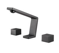 MOCHAMIK Basin Mixer Tap with 2 Knobs 3 Holes Bathroom Sink Mixer Tap Brass Hot and Cold Water,Gun Gray