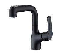 MOCHAMIK basin tap with pull out spray black brass hot and cold 2 modes single hole retractable lifting bathroom basin taps wide cleaning range-a
