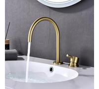 MOCHAMIK Bathroom Mixer Taps for Sink Gooseneck Single Lever Taps for Bathroom Basin Brass,Brushed Gold