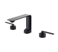 MOCHAMIK Bathroom Sink Mixer Taps 3 Hole Dual Lever Taps for Bathroom Basin Hot and Cold,Black