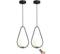 MOCHAMIK Battery Operated Pendant Light with Dimmable Rechargeable Stylish Hanging Ceiling Lighting for Kitchen Island Dining Table Living Room Bedroom Wireless Globe Chandelier
