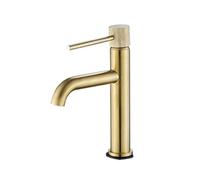 MOCHAMIK BiaoTeng Bathroom Basin Taps Sink Mixer Tap Hot and Cold Single Handle G1/2 Connection Bathroom Taps Mixer for Sink Brushed Gold Low