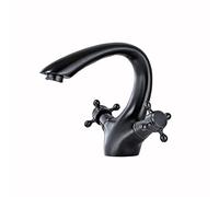 MOCHAMIK BiaoTeng Bathroom Sink Taps Retro,Cross Handle,Sink Taps for Kitchen Brass,Kitchen Sink Taps Mixer One Hole,Black Kitchen Sink Tap,Black A