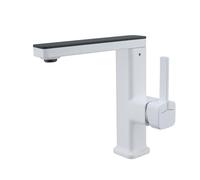 MOCHAMIK BiaoTeng Bathroom Sink Taps White 360° Rotation Hot and Cold Brass Bathroom Basin Mixer Taps One Hole