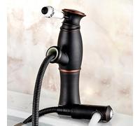 MOCHAMIK BiaoTeng Bathroom Taps Single Hole Hot and Cold Single Handle Pull Out Mixer Tap Bathroom Brass Black Retro