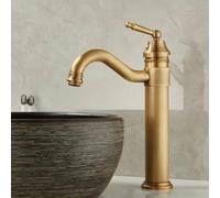MOCHAMIK BiaoTeng Tall Mixer Taps for Bathroom Basin with 360 Rotatable Hot and Cold Antique Brass Vintage Bathroom Sink Tap 1 Hole