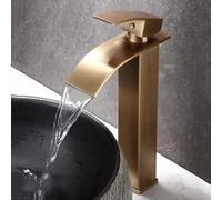 MOCHAMIK BiaoTeng Tall Waterfall Taps for Bathroom Sink Single Handle Hot and Cold Vintage Style Bathroom Sink Taps 1 Hole Brass