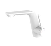 MOCHAMIK BiaoTeng White Bathroom Sink Tap Hot and Cold, Brass 2 Mode Single Handle Basin Mixer Taps 1 Hole Bathroom White