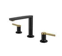 MOCHAMIK Brass Double Handle Bathroom Faucet - 3 Hole Bridge Mount Lavatory Tap with Hot & Cold Water for Sink - Elegant & Bathroom Fixture