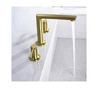 MOCHAMIK Brass Double Handle Bathroom Sink Faucet - 3 Hole Bridge Mount Lavatory Tap with Hot and Cold Water, Elegant for Bathrooms