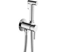 MOCHAMIK Brass Handheld Bidet Sprayer Kit for Toilet with Wall Mount Cloth Diaper Sprayer Set Single Handle 150cm Shower Hose Chrome Finish