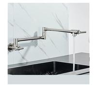 MOCHAMIK Brushed Wall-Mounted Pot Filler Faucet - Single Cold Water 360° Rotating Spout Chrome & Black Brass Kitchen Tap Space-Saving for Easy Access and Efficient Cooking