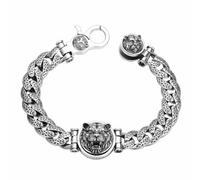 MOCHAMIK Bully Tiger Head Bracelet, Men's Personalised S925 Sterling Silver Bracelet