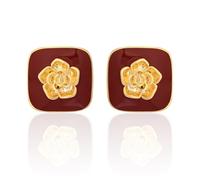 MOCHAMIK Chunky Gold s Stud for Women Square Black Flower Stud s Red Statement s Dainty Large Retro s Party Jewelry s for Women