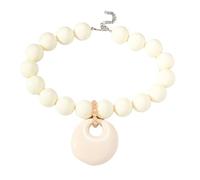 MOCHAMIK Chunky Statement Thick Acrylic Beaded Women's Exaggerated Fashion Large Pendant Handmade Necklace White