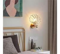 MOCHAMIK Clear glass lampshade wall lamp Transparent shell + brass solid bedside wall lamp copper dressing table wall lamp Indoor art wall lamp suitable for bedroom living room corridor staircase