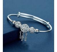 MOCHAMIK Cuff Bangle Chain Bracelets,Sterling Silver Bracelet Adjustable Cuff Bangle Friendship Bracelets Gift Silver Jewellery for Women Girlfriend Wife