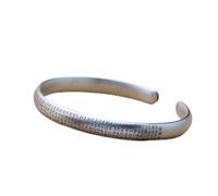 MOCHAMIK Cuff Bangle,Fashion Silver Bracelet, 999 Sterling Silver Bangle Buddhist Quotations Diamond Sutra Great Compassion Mantra Sterling Silver Open Bracelet (Jingangjing)