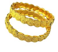 MOCHAMIK Dubai Style 24K Gold Color Bangle for Women Flower Patterned Bohemian Bracelet Designer Alloy Wedding Jewellery for Special