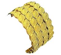 MOCHAMIK Dubai Style 24K Gold Color Bangle for Women Flower Patterned Bohemian Bracelet Designer Alloy Wedding Jewellery for Special