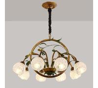 MOCHAMIK E14 American multi-head chandelier, pastoral style flower retro copper and iron decorative lighting for bedroom, living room restaurant,A,8 heads