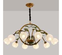 MOCHAMIK E14 American multi-head chandelier, pastoral style flower retro copper and iron decorative lighting for bedroom, living room restaurant,A,10 heads
