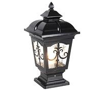 MOCHAMIK E27 Decorative Post Light Fixtures, Outdoor Fence Gate Lamp, Yard Wall Waterproof European Garden Stigma Lantern, For Villa, Courtyard, Lawn (Black 18.1in)