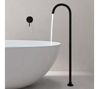 MOCHAMIK Floor Standing Bath Tap Concealed Gooseneck Bath Shower Mixer Tap Wall Mounted Single Lever,Black