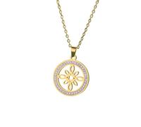 MOCHAMIK For Trendy 2025 Celtic Knot Witch Necklace Stainless Steel Transparent White Stone Round Pendant Women's Jewelry Accessor Accessories Creative