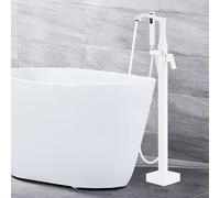 MOCHAMIK Freestanding Bath Taps Floor Mounted 360° Rotation Single Lever Bath Filler Tap with Shower Mixer,White