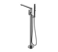 MOCHAMIK Freestanding Gun Gray Bath Mixer Tap - 3-Function Hand Shower 360° Rotation Single Handle Tub Filler Luxury Brass Bathroom Faucet for Spa-Like Experience