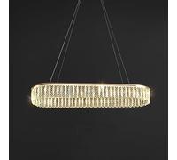 MOCHAMIK French Crystal Chandelier,Creative Round Light,Electroplated Alumicrystal Ceiling Lamp,for Dining Room Bedroom Living Room,Gold Lighting Fixture/Gold/Oval 80Cm