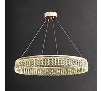 MOCHAMIK French Crystal Chandelier,Creative Round Light,Electroplated Alumicrystal Ceiling Lamp,for Dining Room Bedroom Living Room,Gold Lighting Fixture/Gold/80Cm